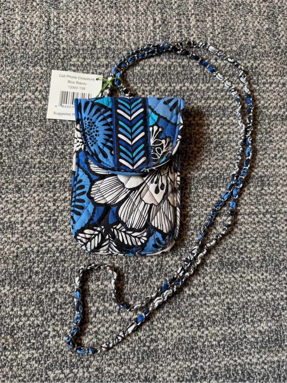 NWT Vera Bradley Quilted Crossbody Phone Bag Blue Bayou #13302-159